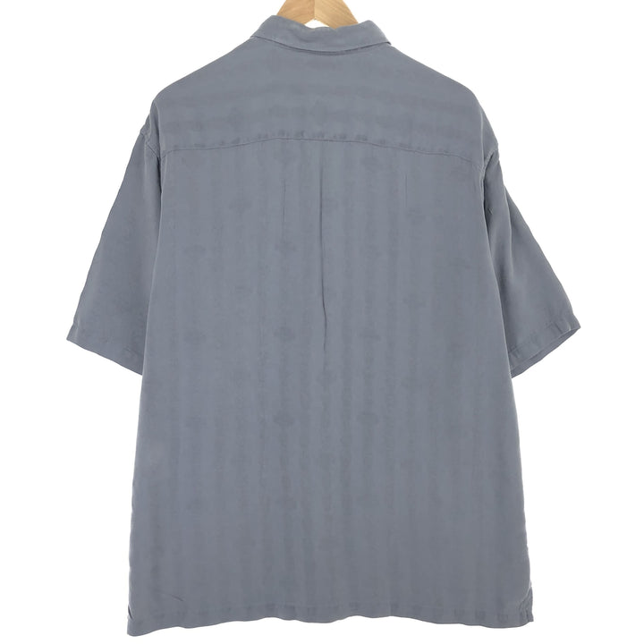 Harley-Davidson Skull Pattern Short Sleeve Silk Shirt, Men's Size XL silk gray type Vintage Second Hand