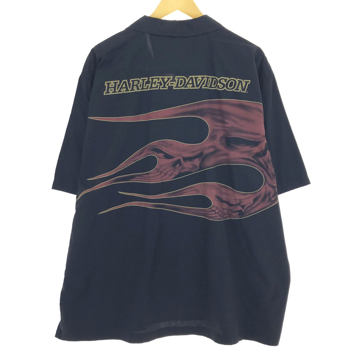 Harley-Davidson All-over Print Open Collar Short Sleeve Work Shirt Men's XXL / eaa485031