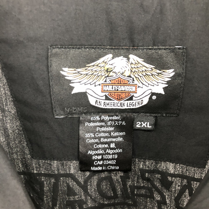 Harley-Davidson All-over Print Open Collar Short Sleeve Work Shirt Men's XXL / eaa485031