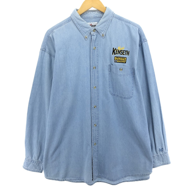 CHASE AUTHENTICS Long Sleeve Button-Down Denim Shirt, Men's XL cotton blue type Vintage Second Hand