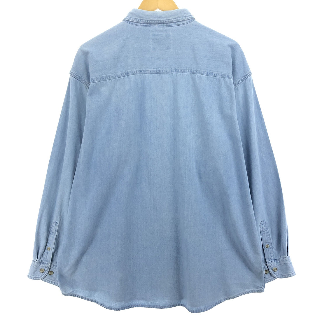 CHASE AUTHENTICS Long Sleeve Button-Down Denim Shirt, Men's XL cotton blue type Vintage Second Hand