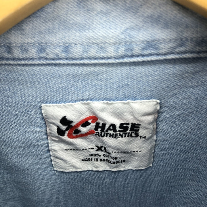 CHASE AUTHENTICS Long Sleeve Button-Down Denim Shirt, Men's XL cotton blue type Vintage Second Hand