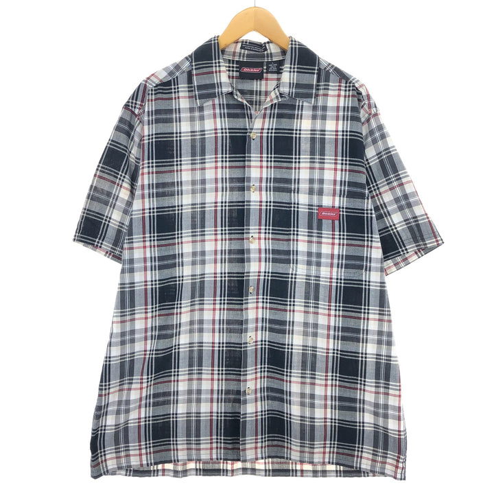 Dickies Check Pattern Short Sleeve Open Collar Cotton Shirt Men's L size / eaa485068