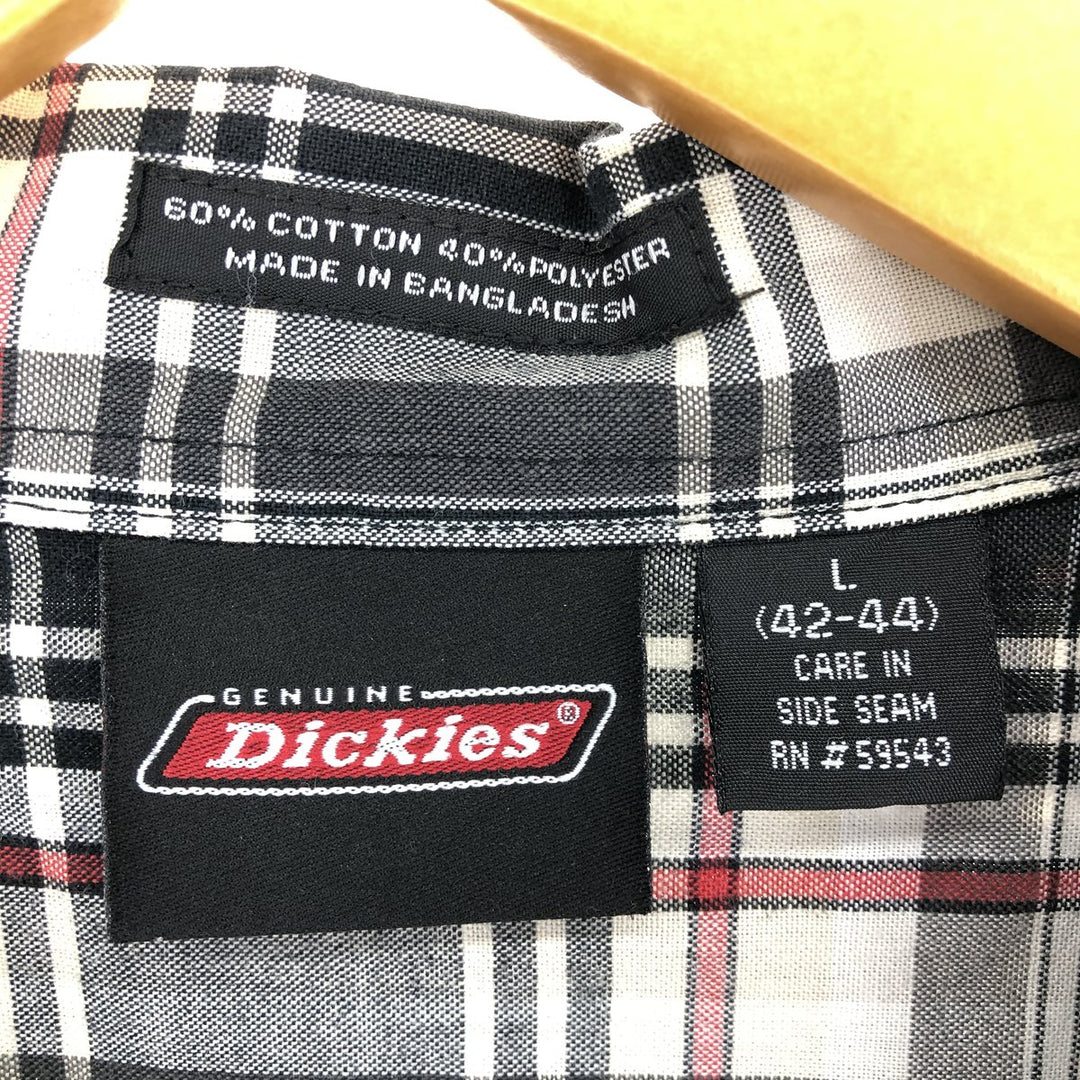 Dickies Check Pattern Short Sleeve Open Collar Cotton Shirt Men's L size / eaa485068