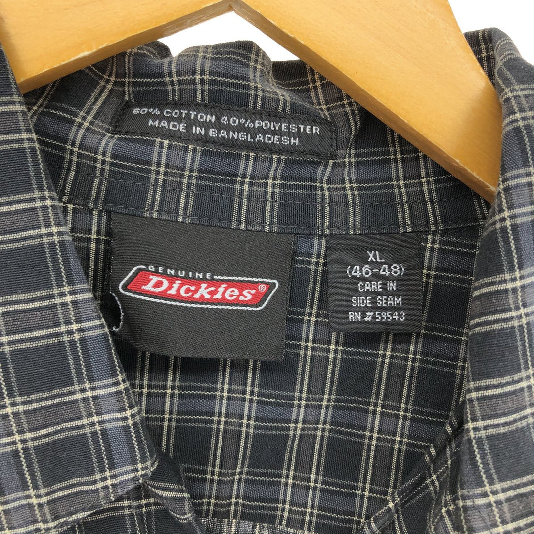 Dickies Check Pattern Open Collar Short Sleeve Work Shirt Men's XL / eaa485069