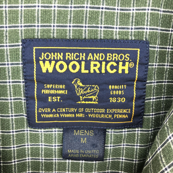 WOOLRICH Check Pattern Short Sleeve Open Collar Shirt Box Shirt Men's M size / eaa485076