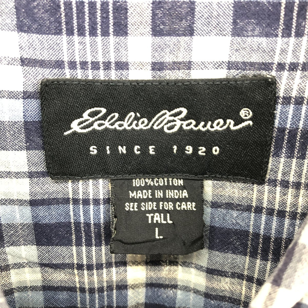 00'S Eddie Bauer short sleeve button down check shirt men's size L / eaa485078