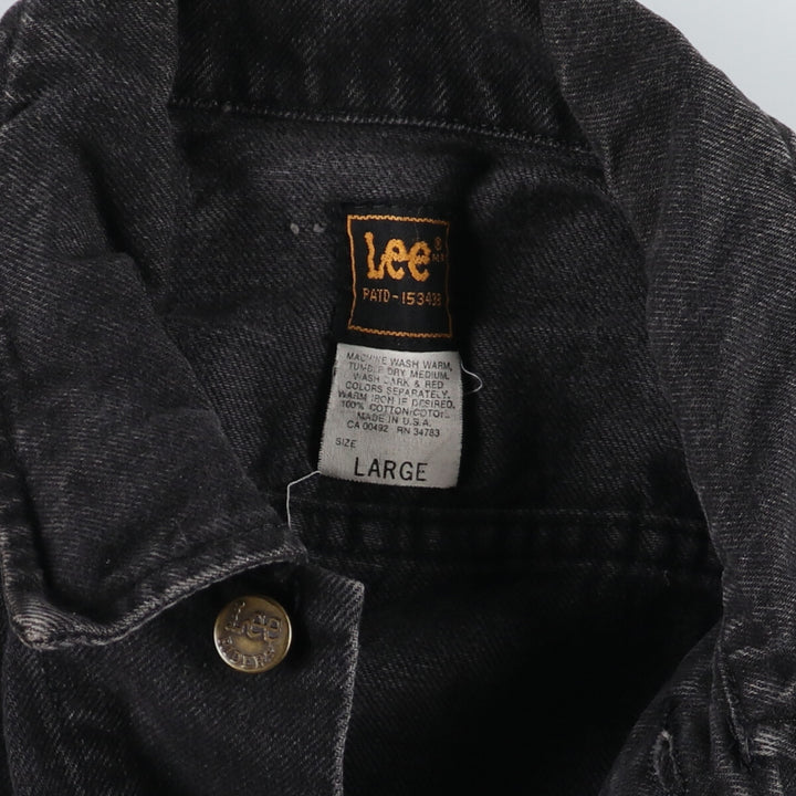 Vintage 80s-90'S Lee Black Denim Jacket, G-Jean, Made in USA, Men's L size /eaa485347