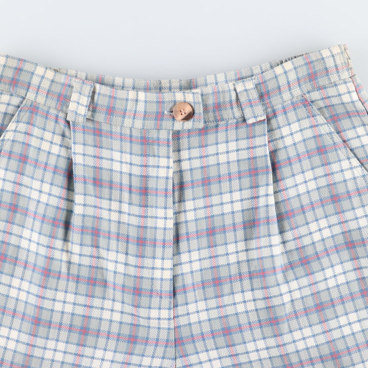 LILY'S Check Pattern One-Tuck Shorts Made in USA Women's XL /eaa485554