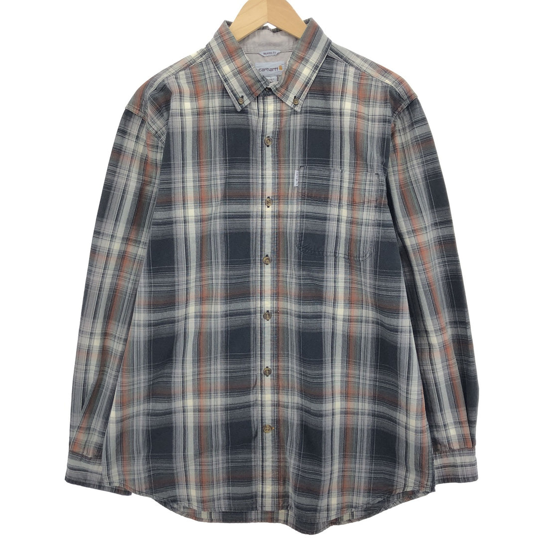 Carhartt RELAXED FIT long sleeve button-down check shirt, men's size L / eaa485650