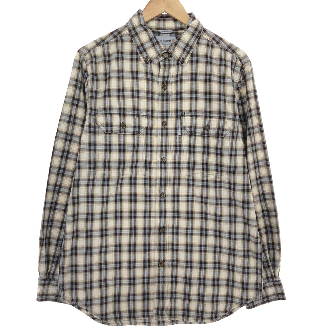 Carhartt RELAXED FIT long sleeve button-down check shirt, men's size M / eaa485651