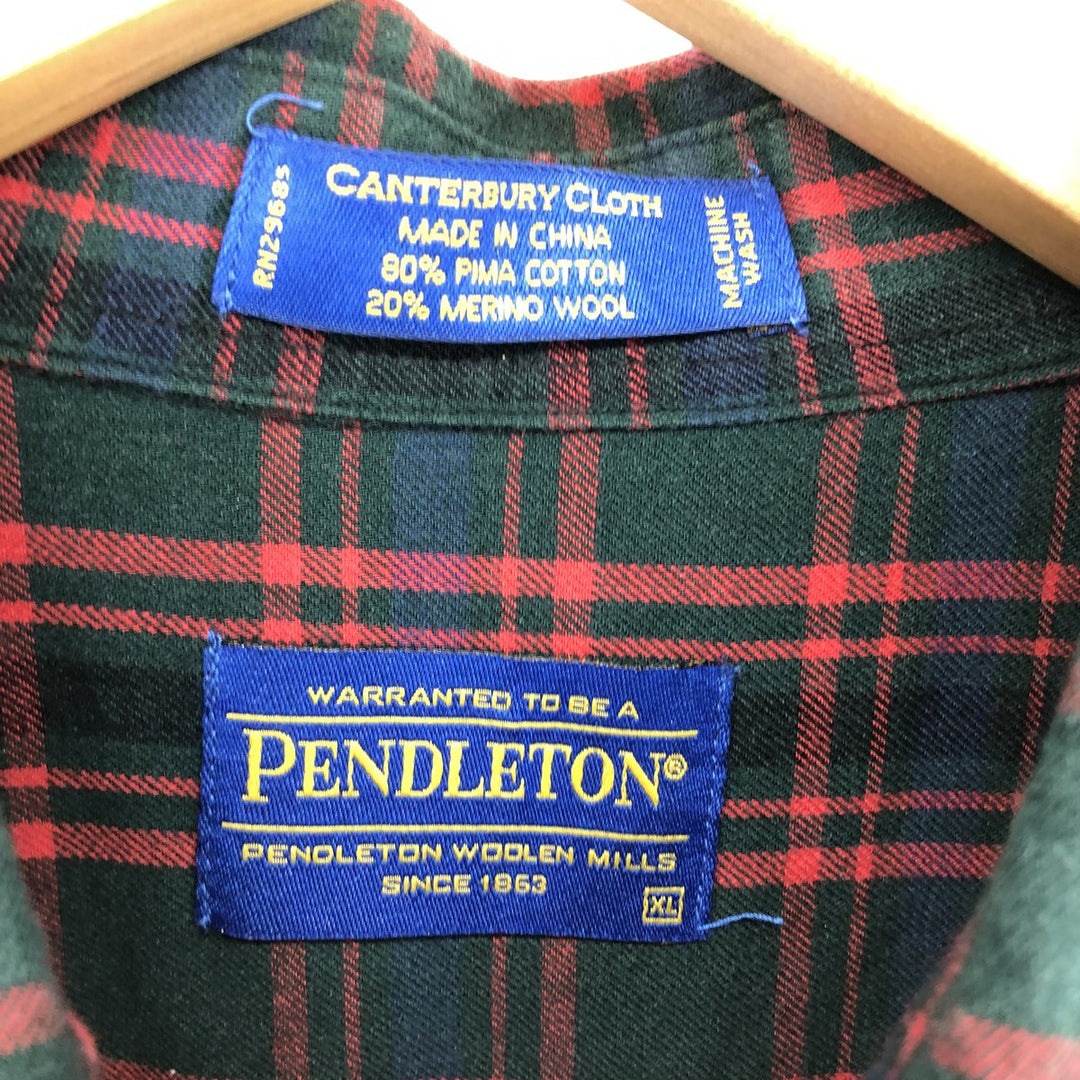 Pendleton Canterbury Cloth Long Sleeve Button-Down Check Shirt Men's XL /eaa485684