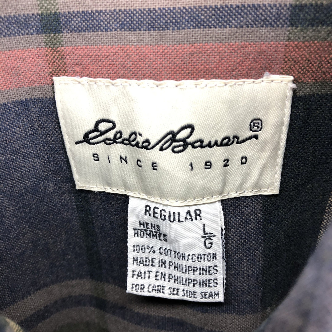 Eddie Bauer Elkborn Canuas Long Sleeve Cotton Check Shirt, Men's L Size / eaa485686