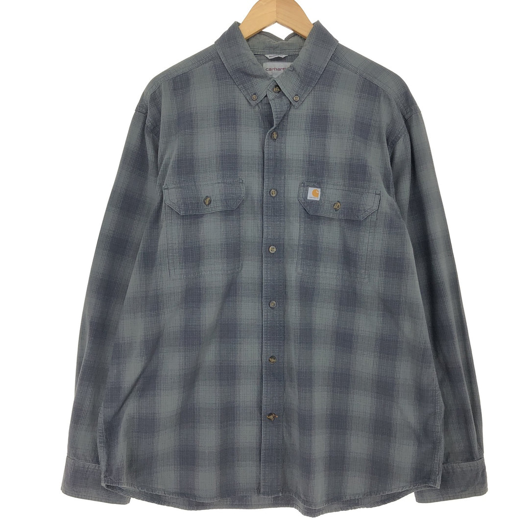 Carhartt Relaxed Fit Ombre Check Long Sleeve Button Down Work Shirt Men's XL / eaa485697