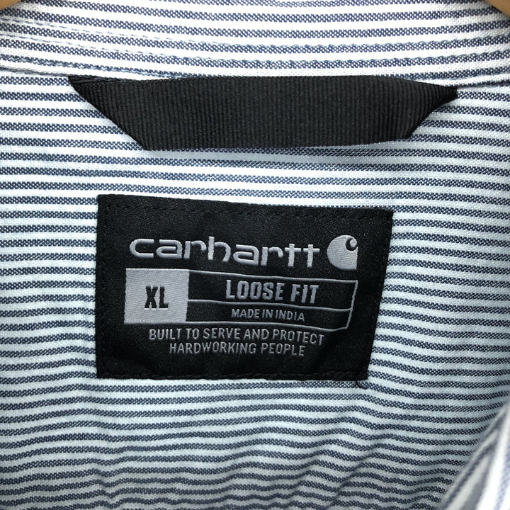 Carhartt Loose Fit Hickory Stripe Long Sleeve Button Down Work Shirt Men's XL /eaa485698