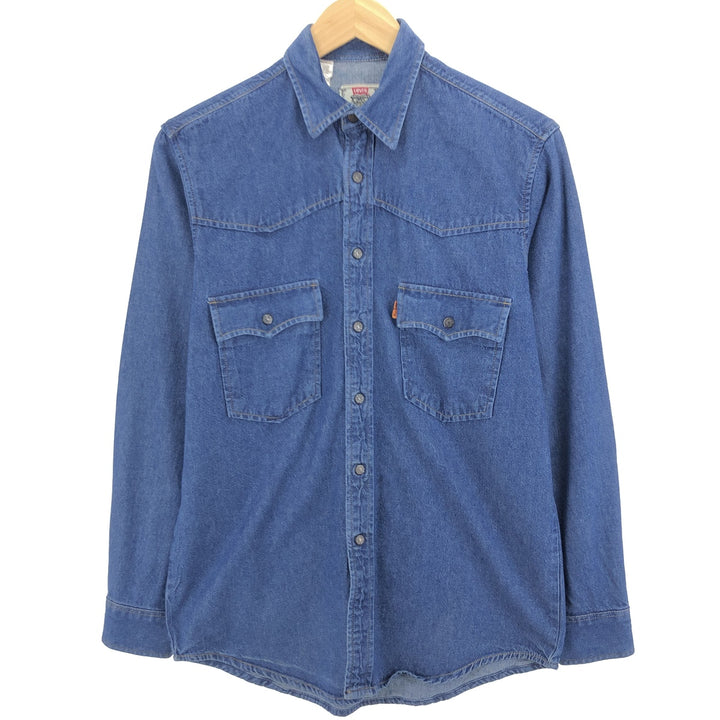 90'S Levi's Plain Long Sleeve Denim Western Shirt Made in Portugal Men's Medium Vintage /eaa485731