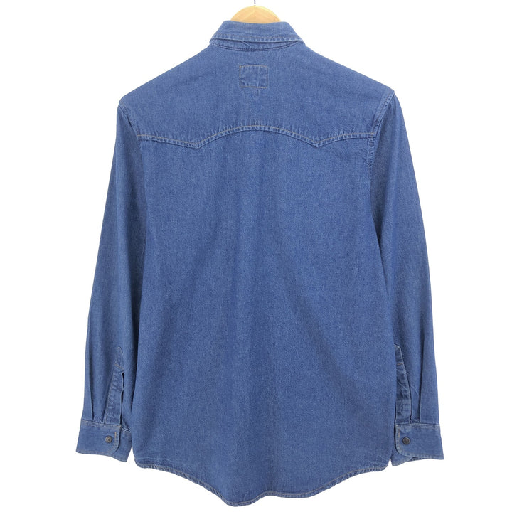 90'S Levi's Plain Long Sleeve Denim Western Shirt Made in Portugal Men's Medium Vintage /eaa485731
