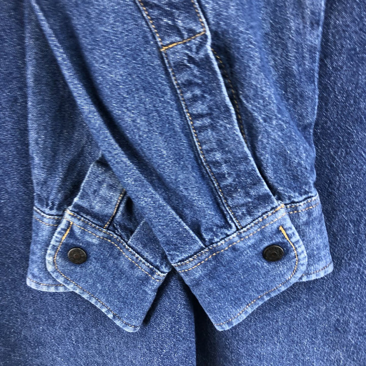 90'S Levi's Plain Long Sleeve Denim Western Shirt Made in Portugal Men's Medium Vintage /eaa485731