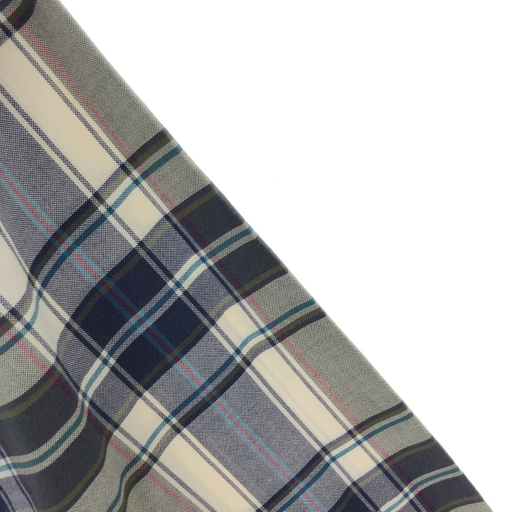 Vintage 80s-90'S Eddie Bauer black tag long-sleeved button-down plaid shirt, men's size L cotton navy blue type Vintage Second Hand