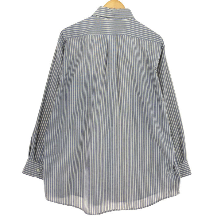 Vintage 1980'S LLBean long-sleeved button-down striped shirt, made in Canada, size L, men's cotton navy blue type Vintage Second Hand