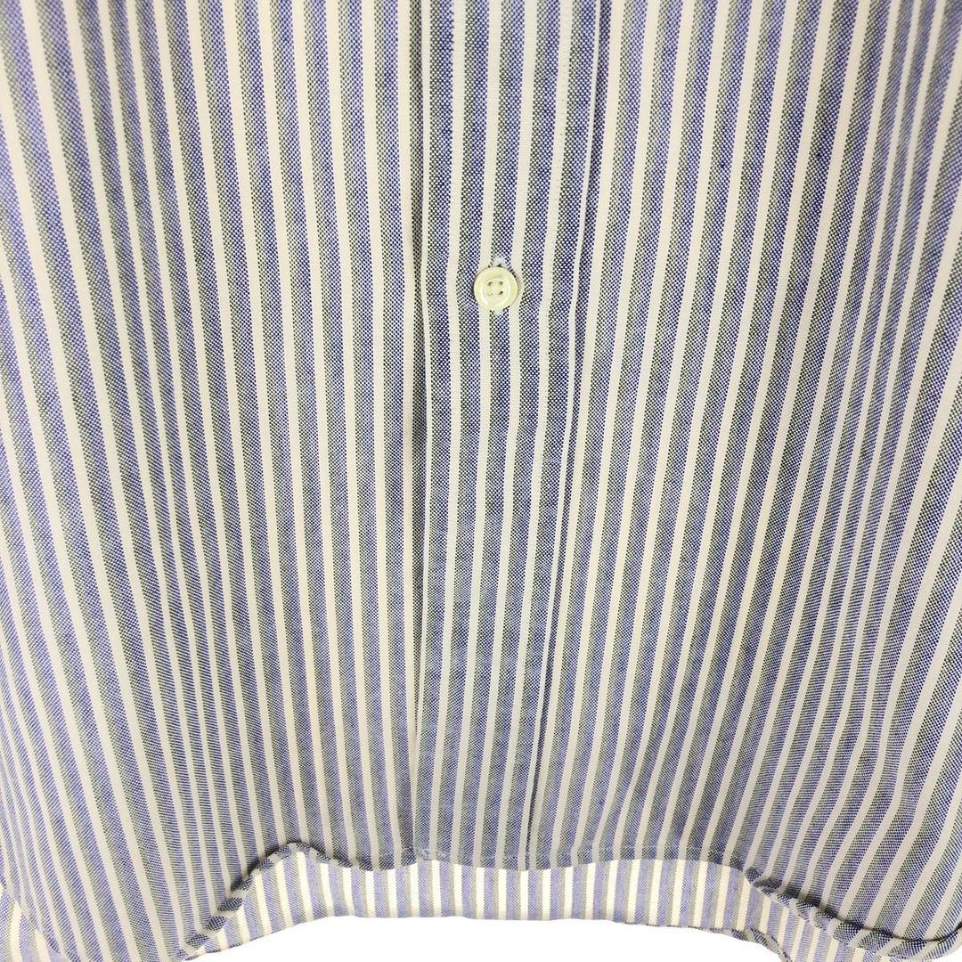 Vintage 1980'S LLBean long-sleeved button-down striped shirt, made in Canada, size L, men's cotton navy blue type Vintage Second Hand