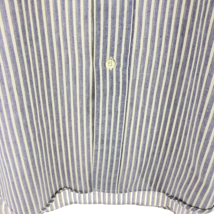 Vintage 1980'S LLBean long-sleeved button-down striped shirt, made in Canada, size L, men's cotton navy blue type Vintage Second Hand