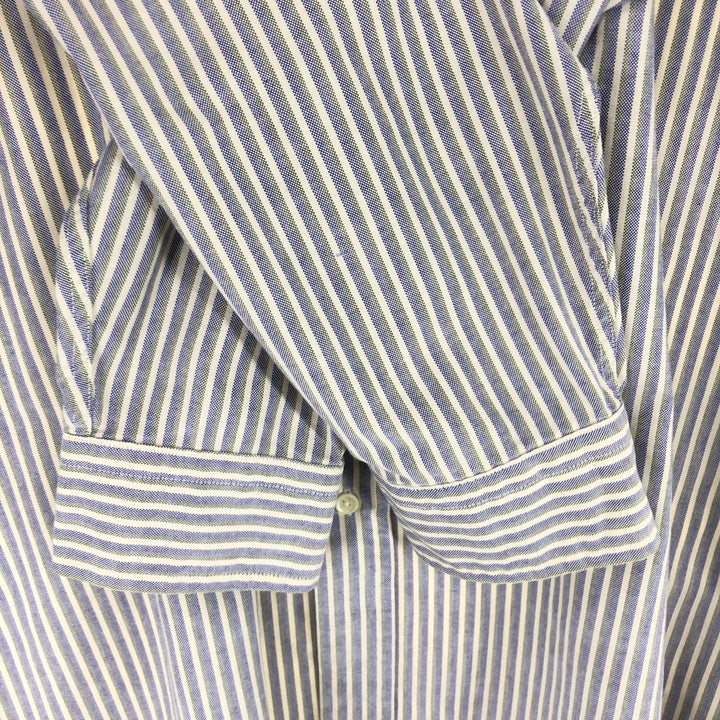 Vintage 1980'S LLBean long-sleeved button-down striped shirt, made in Canada, size L, men's cotton navy blue type Vintage Second Hand