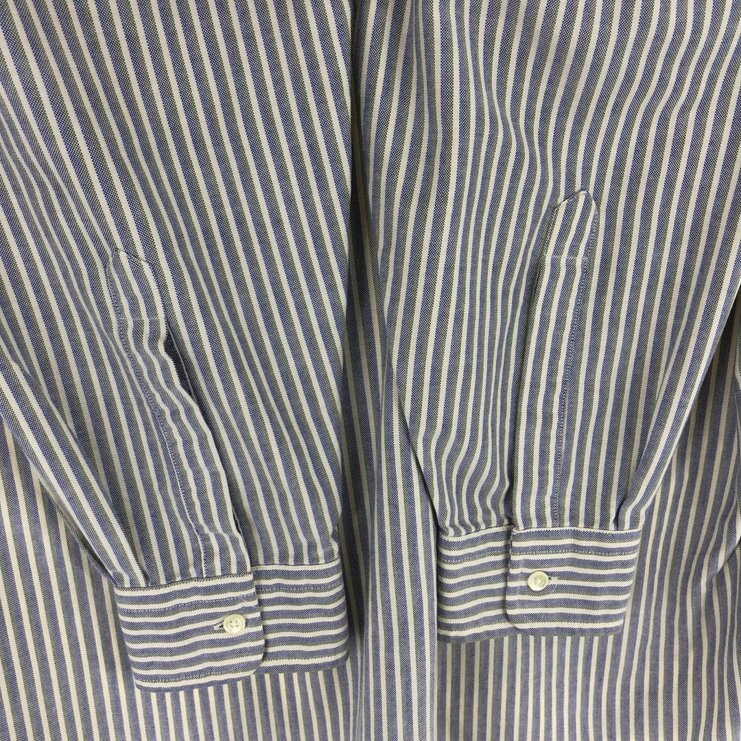 Vintage 1980'S LLBean long-sleeved button-down striped shirt, made in Canada, size L, men's cotton navy blue type Vintage Second Hand