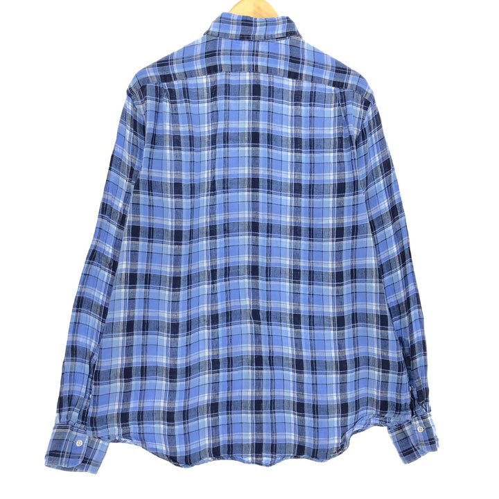 Ralph Lauren POLO RALPH LAUREN Check Pattern Wide Collar Long Sleeve Linen Shirt Men's L / eaa486066