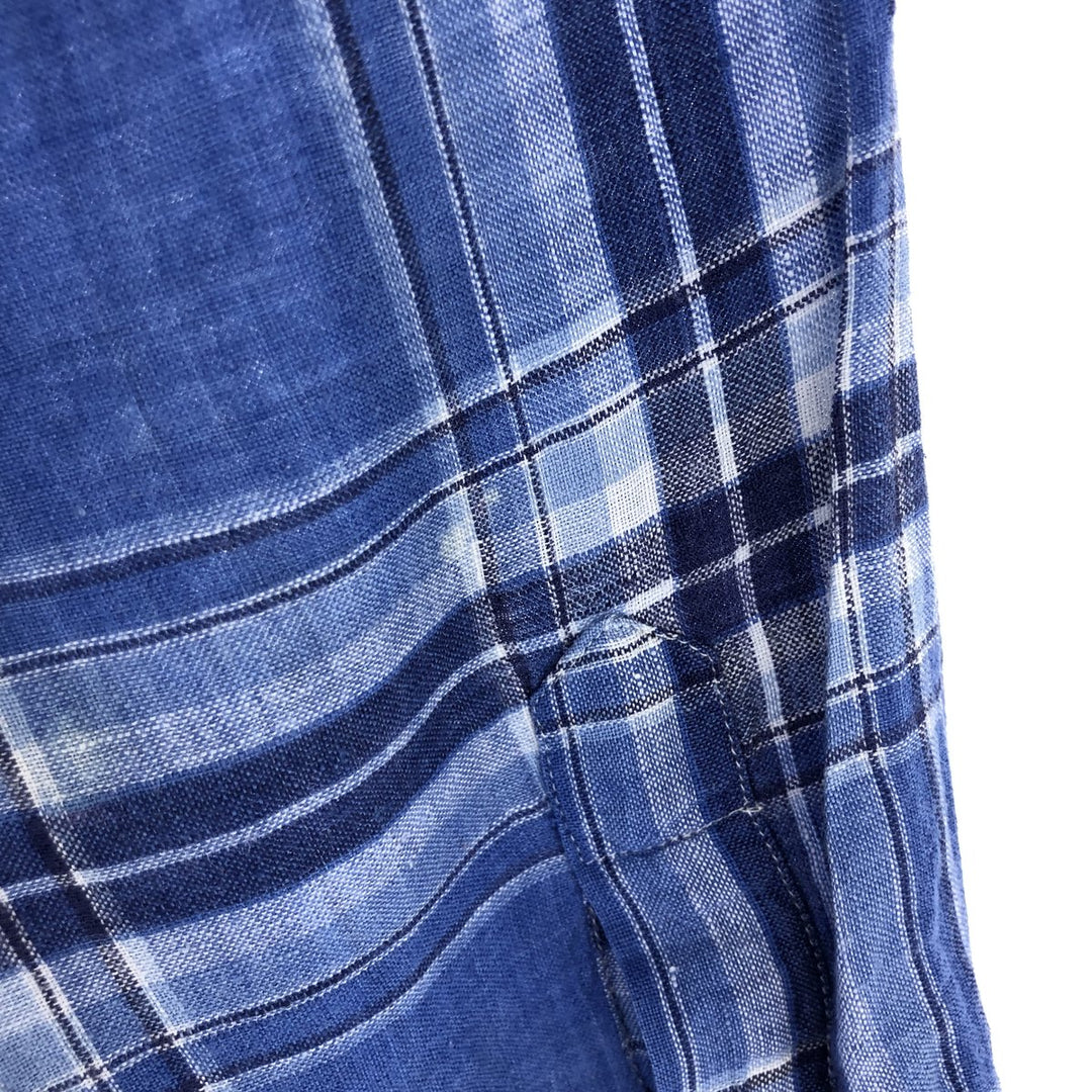 Ralph Lauren Check Pattern Long Sleeve Linen Button Down Shirt Men's M Size / eaa486067