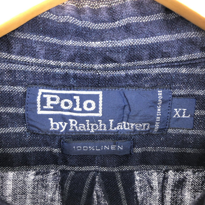 Ralph Lauren POLO by Ralph Lauren Stripe Pattern Long Sleeve Linen Shirt Men's XL / eaa486069