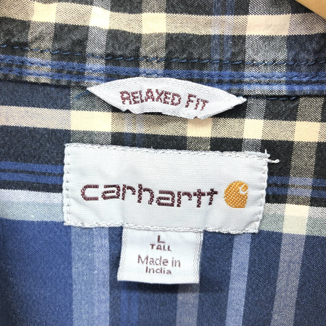 Carhartt RELAXED FIT short sleeve button down check shirt, men's size L / eaa486177