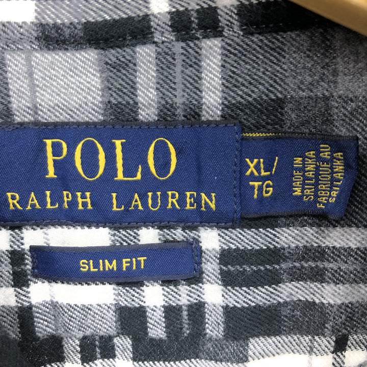 Ralph Lauren POLO RALPH LAUREN SLIM FIT wide collar long sleeve light flannel check shirt men's XL equivalent /eaa486313