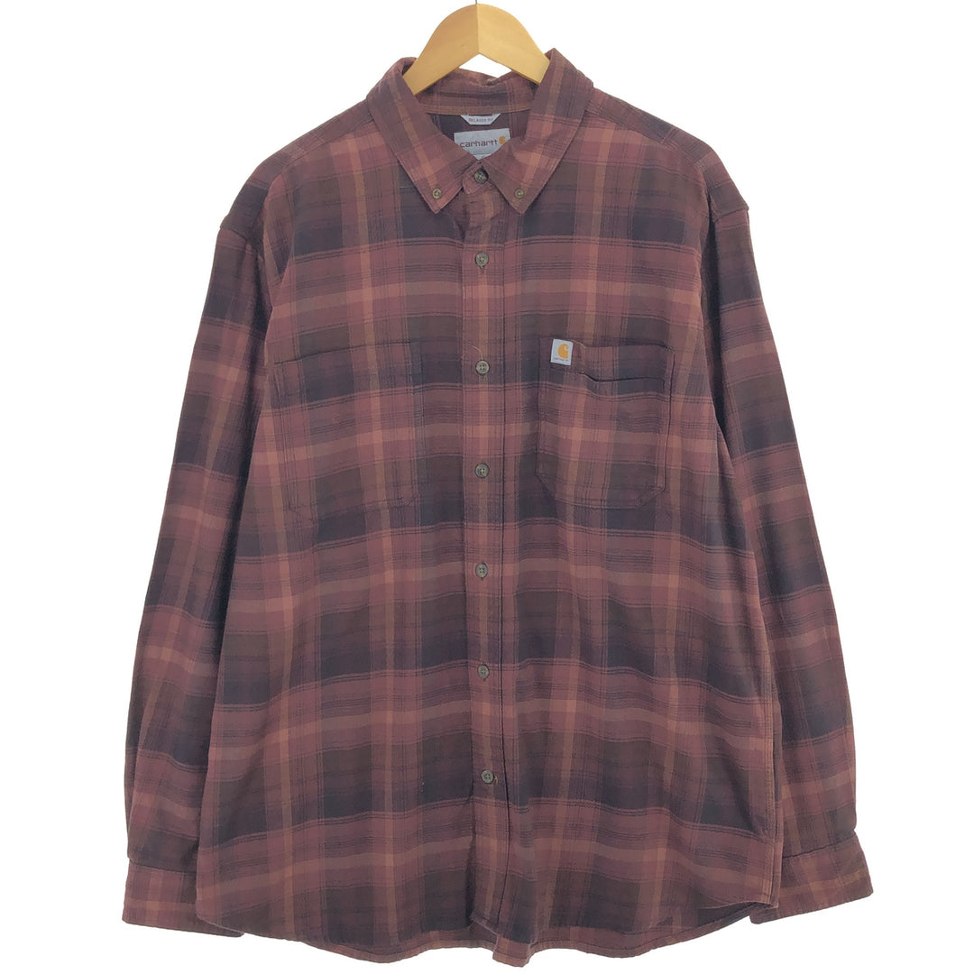 Carhartt RELAXED FIT long sleeve button down flannel check shirt men's XL equivalent /eaa486438