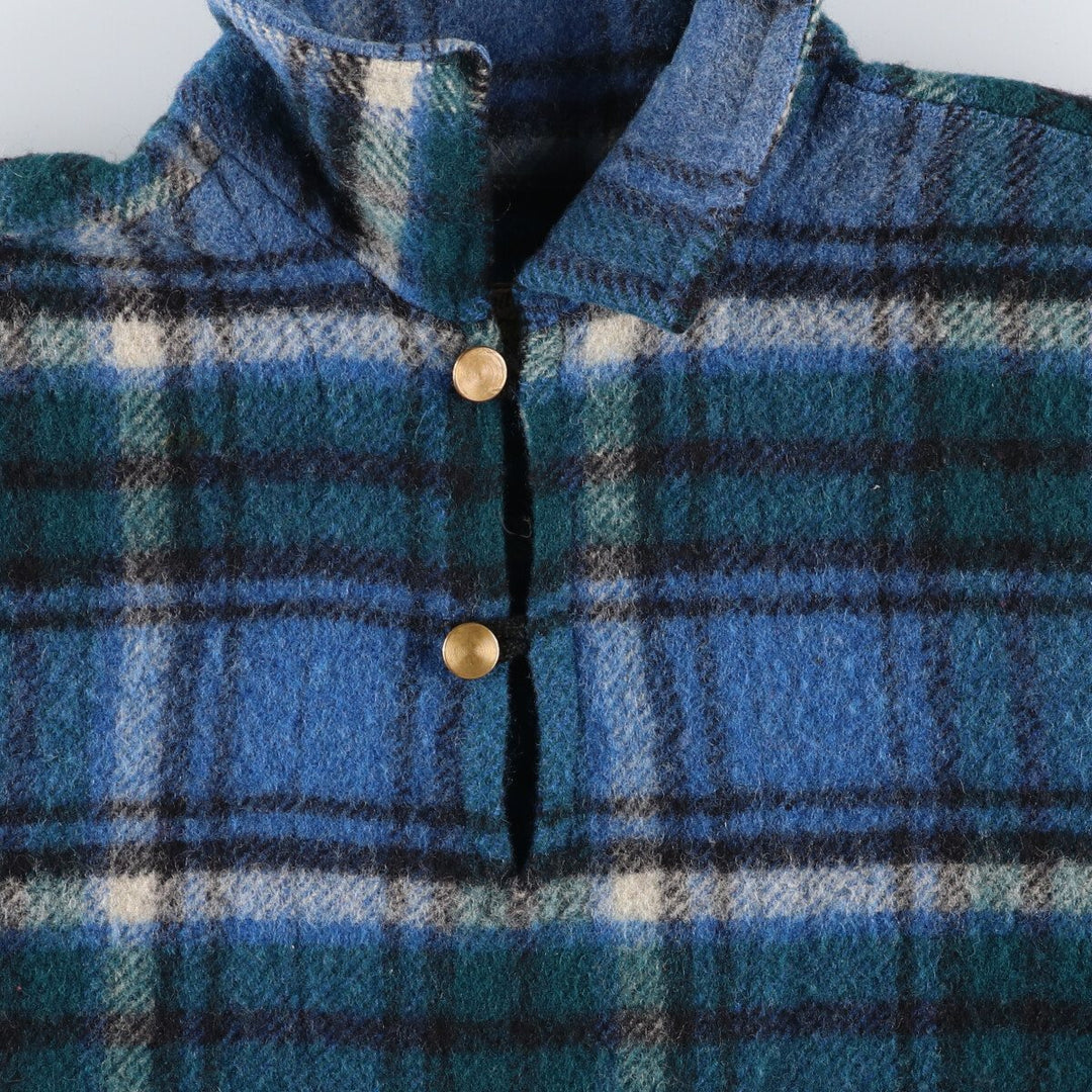 50s-60'S QUALITY Sportswear Check Pattern Pullover Wool Shirt Jacket Men's M Size Vintage /eaa486495