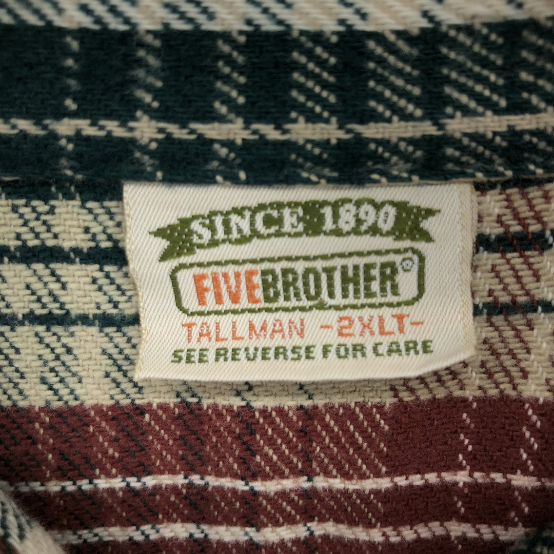 90'S Five Brother Long Sleeve Heavy Flannel Check Shirt Made in USA Men's XXL Vintage /eaa486507