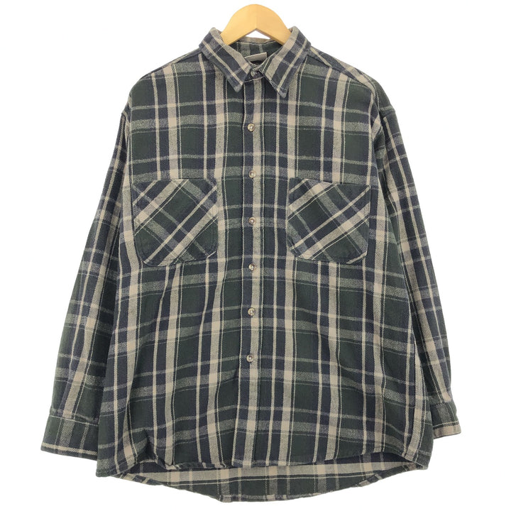 90'S Five Brother Long Sleeve Heavy Flannel Check Shirt Men's L Size Vintage /eaa486524