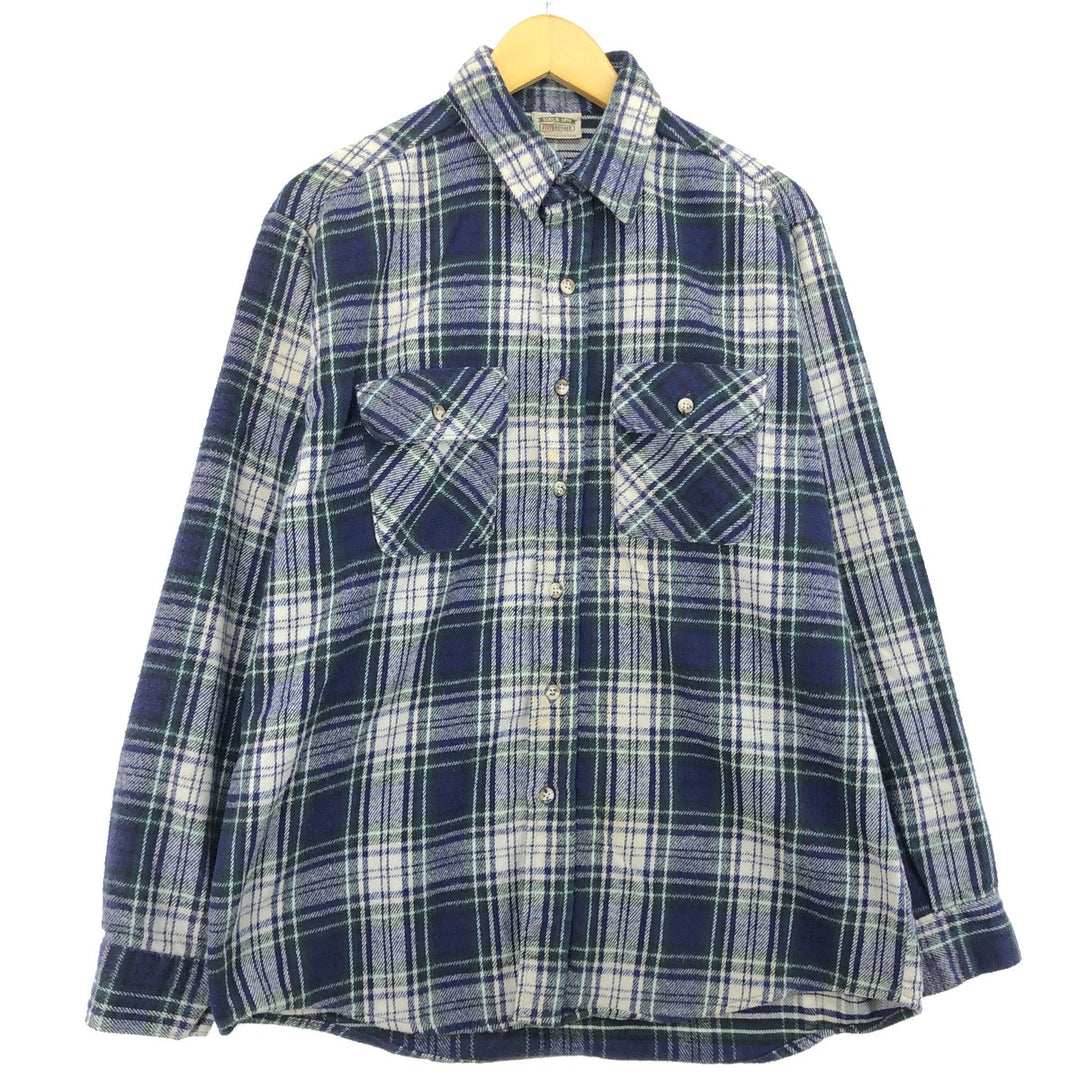 90'S Five Brother Long Sleeve Heavy Flannel Check Shirt Made in USA Men's L Size Vintage /eaa486528