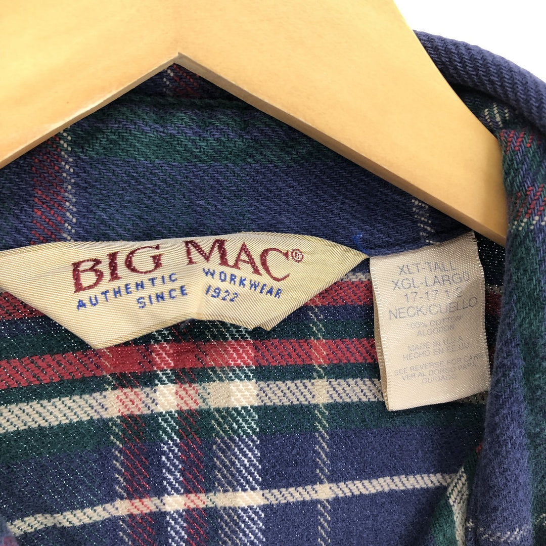 80'S BIG MAC Long Sleeve Heavy Flannel Check Shirt Made in USA Men's XL Vintage /eaa486529