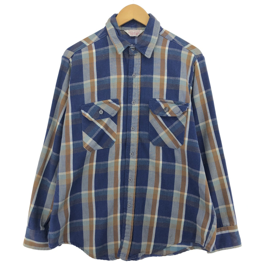 70s~ Frost Proof Long Sleeve Heavy Flannel Check Shirt Made in USA Men's L Size Vintage /eaa486534