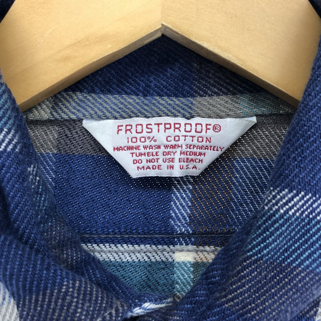 70s~ Frost Proof Long Sleeve Heavy Flannel Check Shirt Made in USA Men's L Size Vintage /eaa486534