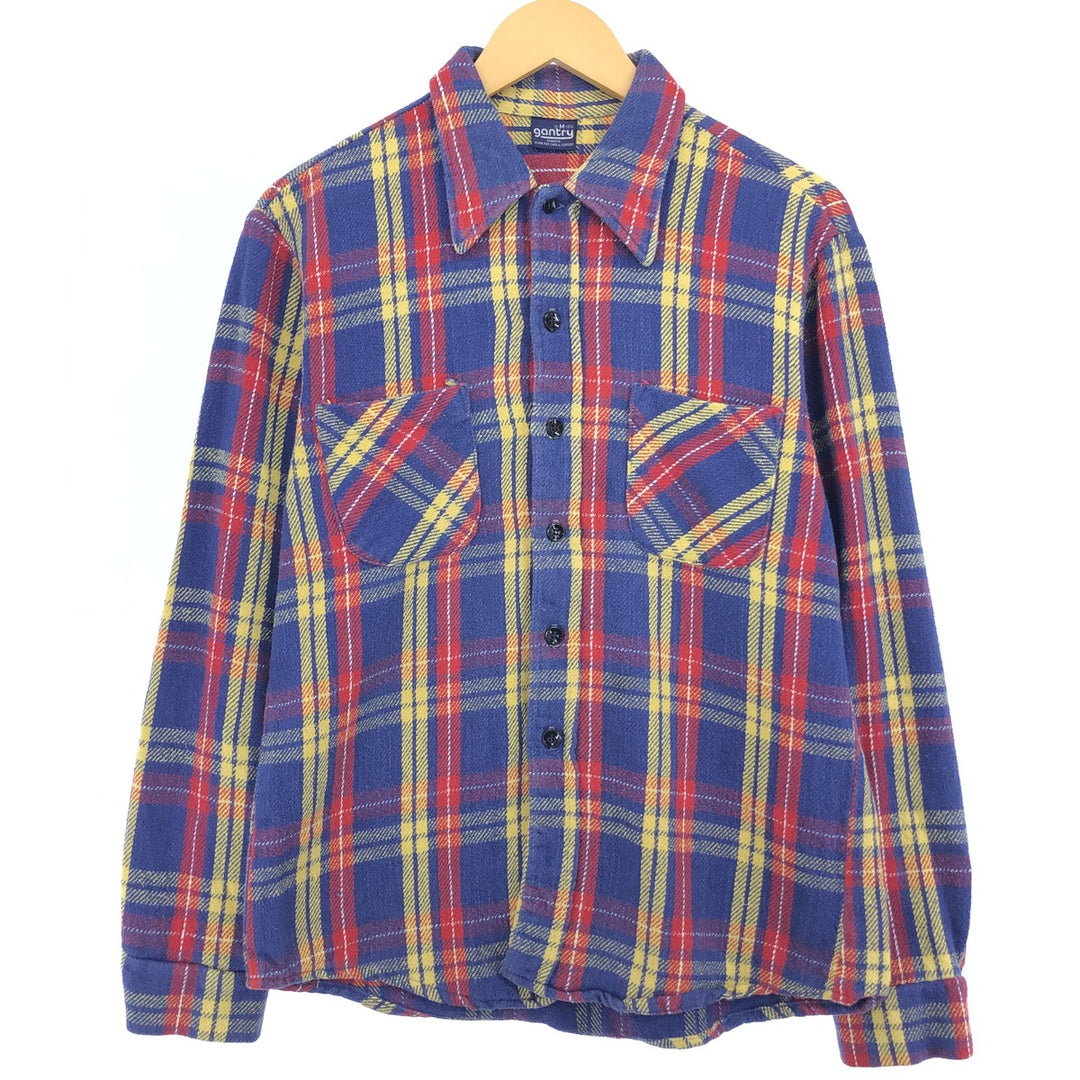 70s~80'S GANTRY Long Sleeve Heavy Flannel Check Shirt Men's M Size Vintage /eaa486538