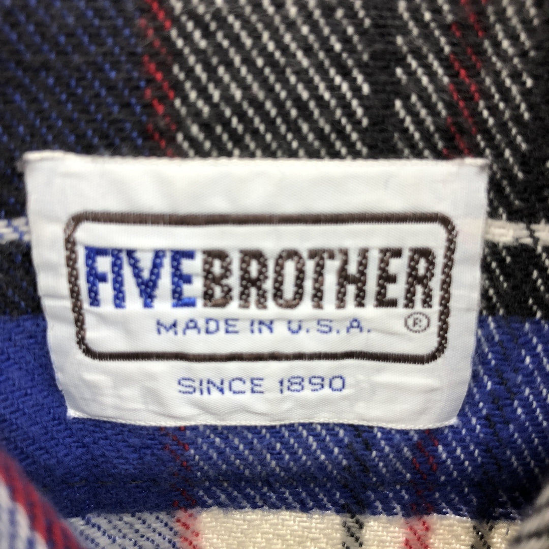 80'S Five Brother Long Sleeve Heavy Flannel Check Shirt Made in USA Men's M Size Vintage /eaa486545