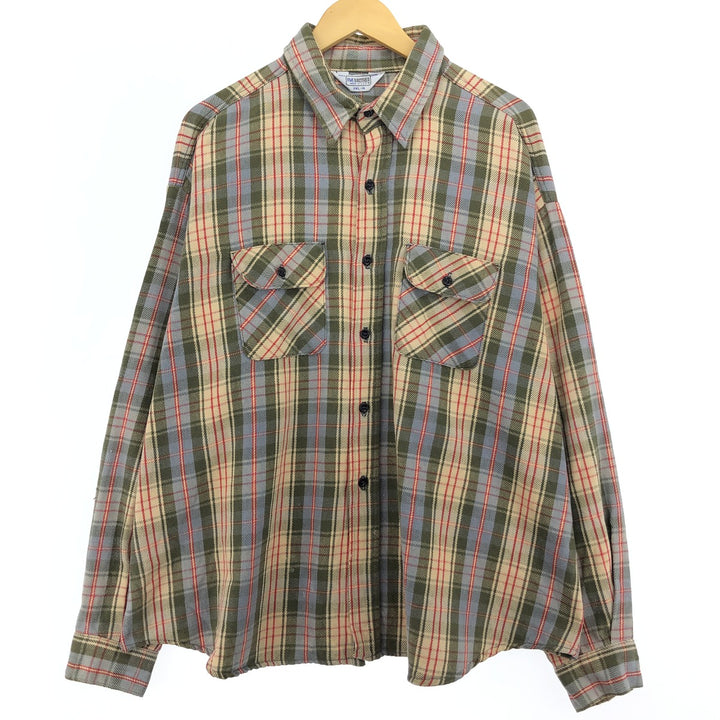 Big size 70s~80'S Five Brother long sleeve heavy flannel check shirt made in USA men's XXXL equivalent /eaa486550