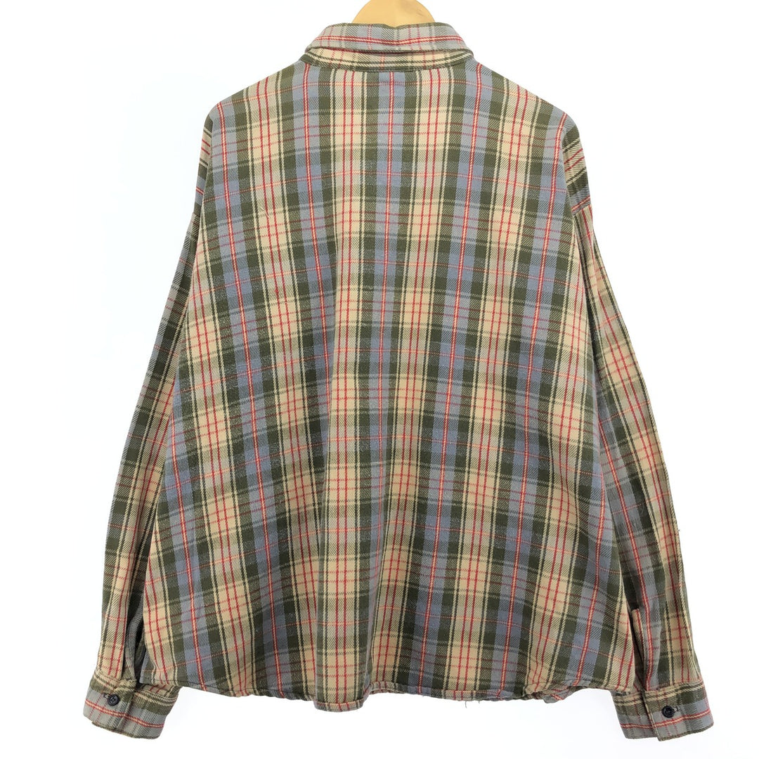 Big size 70s~80'S Five Brother long sleeve heavy flannel check shirt made in USA men's XXXL equivalent /eaa486550