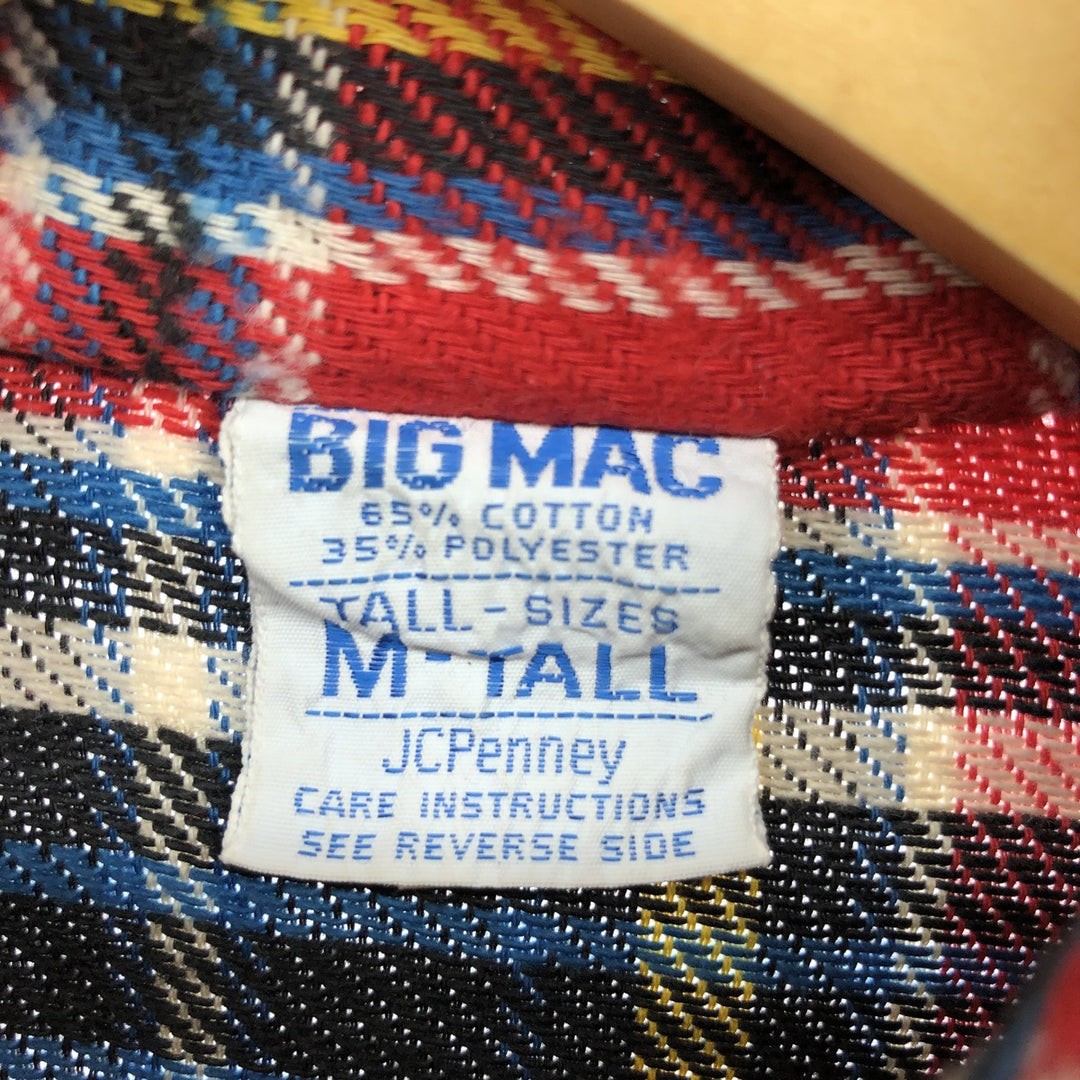 70'S JCPenney BIG MAC Long Sleeve Heavy Flannel Check Shirt Men's Medium Vintage /eaa486551
