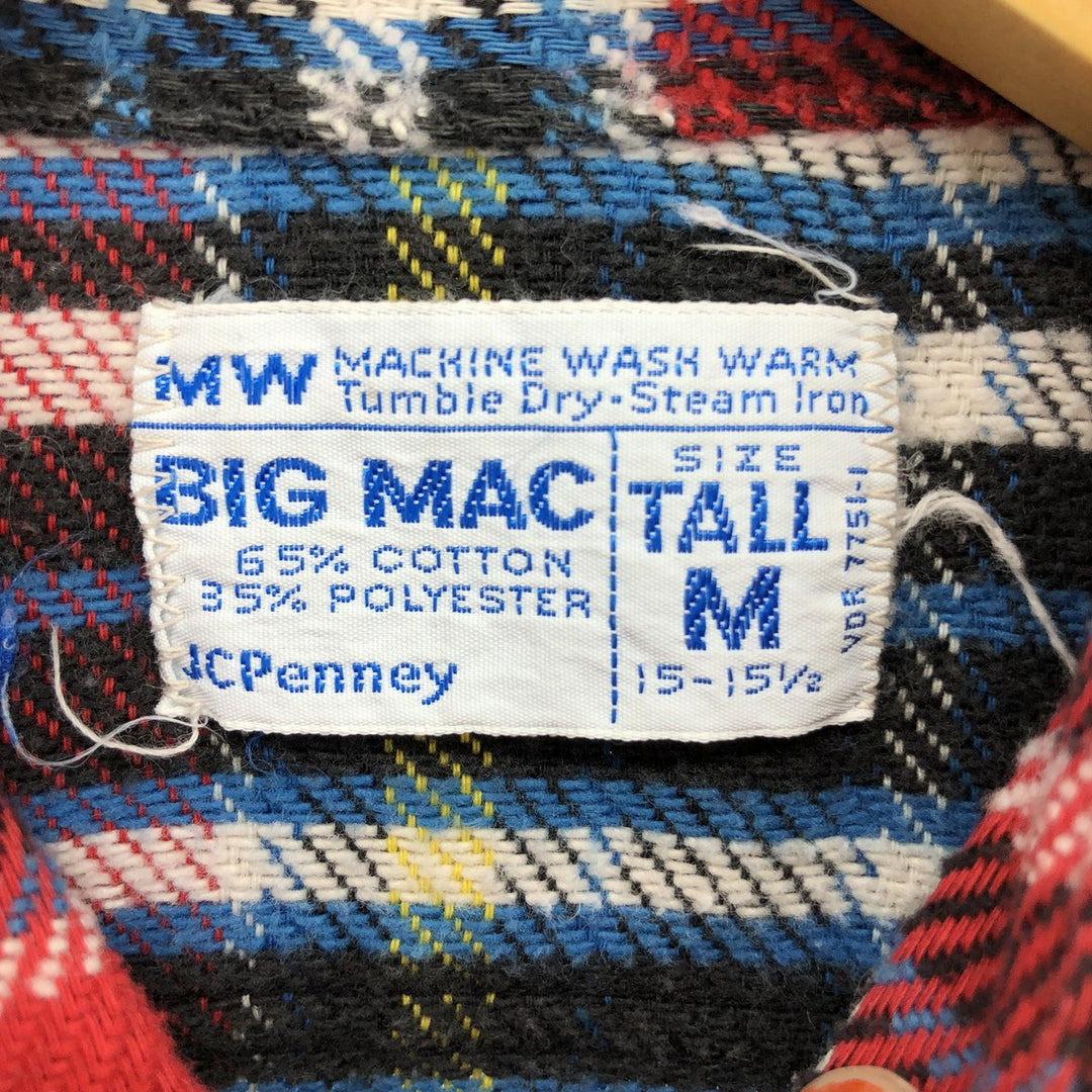 70'S JCPenney BIG MAC Long Sleeve Heavy Flannel Check Shirt Men's Medium Vintage /eaa486554