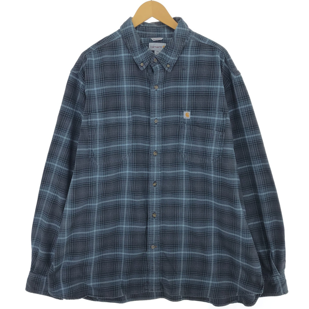 Carhartt RELAXED FIT Check Pattern Long Sleeve Button-Down Heavy Flannel Check Shirt Men's XXL / eaa486603