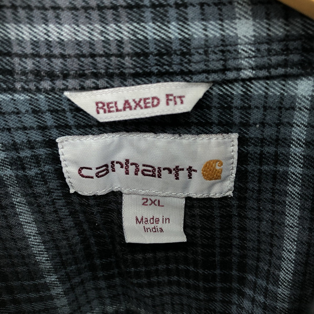 Carhartt RELAXED FIT Check Pattern Long Sleeve Button-Down Heavy Flannel Check Shirt Men's XXL / eaa486603