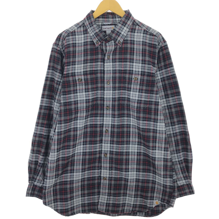 Carhartt RELAXED FIT long sleeve button down heavy flannel check shirt men's size L / eaa486607